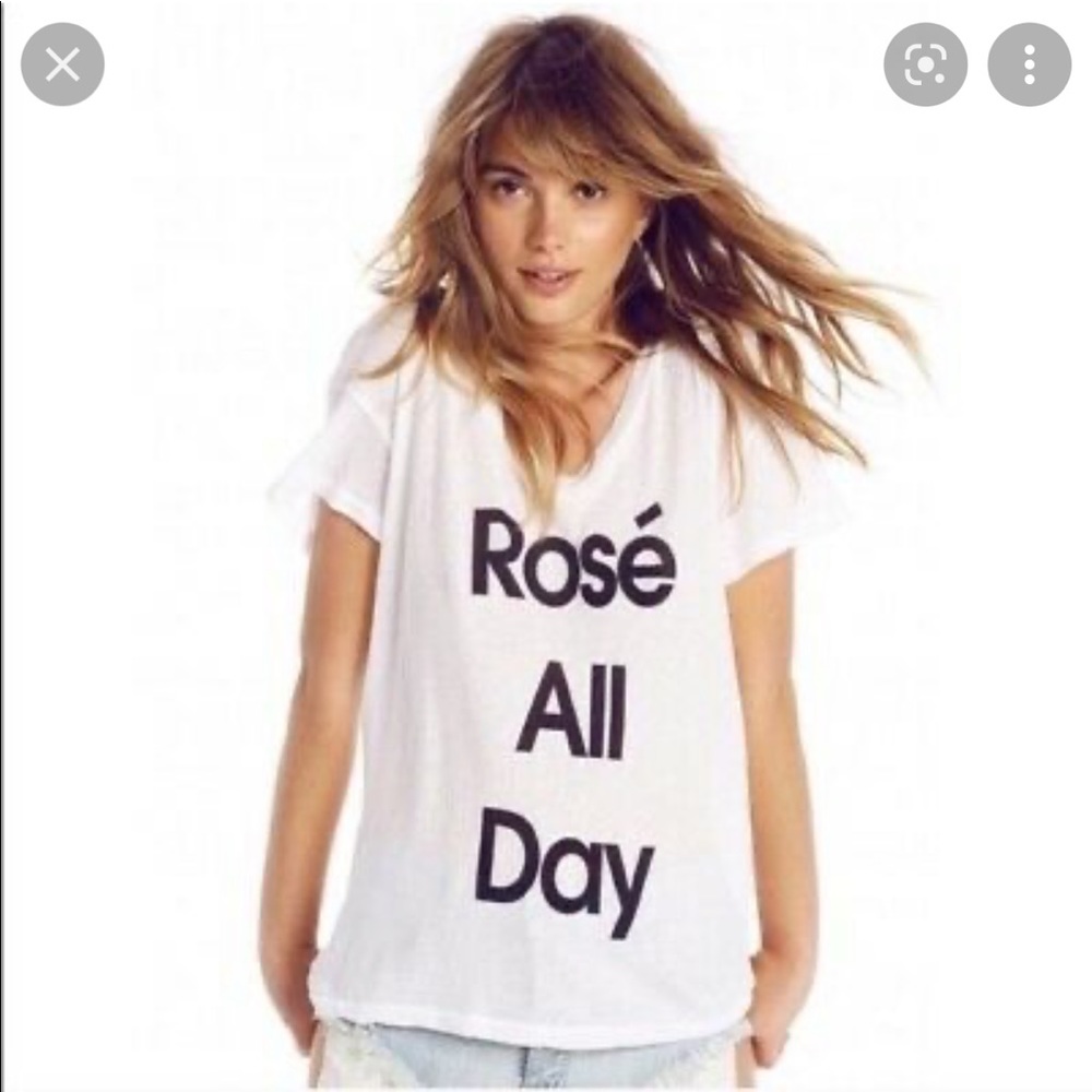Wildfox Rose All Day White Graphic T-Shirt Small